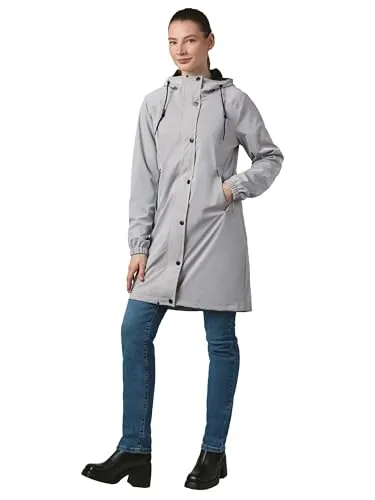 Regenmantel RAGWEAR "Husty Rainy" Damen L, hellgrau - Funktionsjacke für Damen, wasserdicht (Wassersäule: 3000 mm) und winddicht, mit reflektierendem Material für bessere Sichtbarkeit bei Dunkelheit. Perfekt für Übergangszeiten, modisches Design trifft auf Funktionalität.