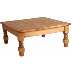 MiaMöbel Couchtisch Mexico 70x70 cm - Rustikaler Couchtisch aus massivem Pinienholz im mexikanischen Landhausstil, mit honigfarbenem Finish und stabiler Bauweise für eine gemütliche Wohnatmosphäre.