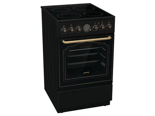 GORENJE Elektro-Standherd GECS5B70CL, schwarz - Herde mit Aqua Clean Selbstreinigung, 70 l Backofenvolumen und 4 Kochzonen für vielseitiges Kochen, Energieeffizienzklasse A.