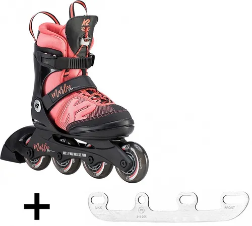 K2 MARLEE PRO Kinder Inline Skate inkl. SABRES 4 Eiskufen 29-34 - Vielseitiger Kinder Inline Skate, der in einen Eiskunstlauf-Skate verwandelt werden kann. Mit verstellbarer Größe und stabilem Softboot für optimalen Komfort und Sicherheit.