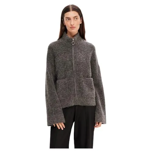 SELECTED FEMME Strickjacke aus Wollgemisch für Damen - Elegante Strickjacke mit hohem Kragen und Frontreißverschluss, aus hochwertigem Wollgemisch für optimalen Tragekomfort und Stil.