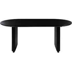 Massivmoebel24 Esstisch BARCELONA - Ovaler Mango Esstisch - Esstisch aus massivem Mango-Holz, oval, 180x90 cm, schwarz lackiert. Mit einzigartiger Rillenstruktur und eleganter Silhouette für einen stilvollen Essbereich.