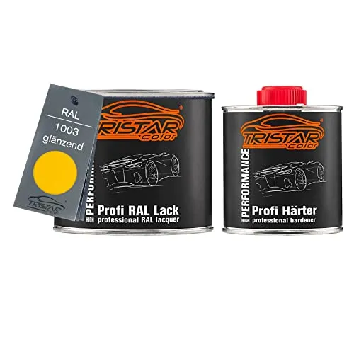 TRISTARcolor RAL 1003 Signalgelb 2K Autolack glänzend 0,75 Liter / 750 ml Dose inkl. Härter