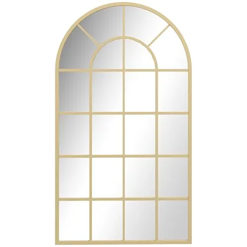 HOMCOM Wandspiegel Garderobenspiegel 110 x 62cm mit Metallrahmen - Eleganter Flurspiegel mit vergoldetem Metallrahmen, der Räume aufhellt und optisch vergrößert. Ideal für verschiedene Wohnbereiche und perfekte Geschenkidee für besondere Anlässe.