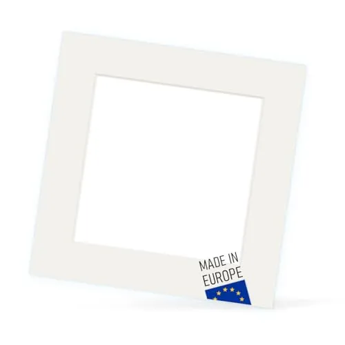 PHOTOLINI Passepartout 50x50 aussen für 30x30 innen, säurefrei 1,5 mm Passepartout Karton Creme-Weiß, alterungsbeständige Schrägschnitt - Passepartouts, Präsentation & Schutz von Bildern und Fotos