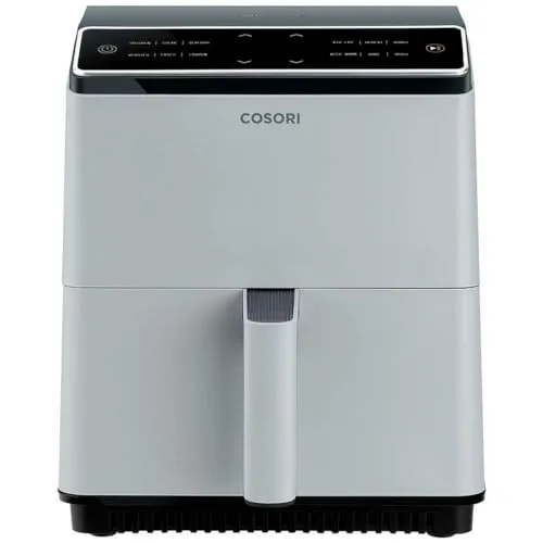 Cosori 6.4-Liter Smart Heißluftfritteuse Dual Blaze - Fritteusen mit 360Thermo IQ-Technologie für gleichmäßiges Garen. Inkl. Crisper-Platte und Rezeptbuch für kreative Kochideen.