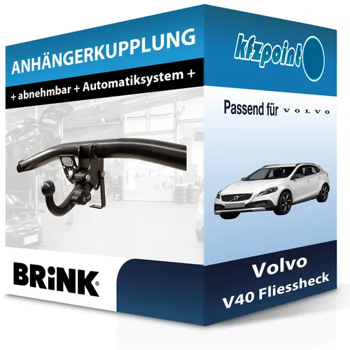 Brink Abnehmbare Anhängerkupplung für Volvo V40 (03.2012-heute) - Anhängerkupplung von Brink mit 1500 kg Anhängelast, abnehmbar und ohne Eintragung in Fahrzeugpapiere. Ideal für flexible Transporte mit deinem Volvo V40.