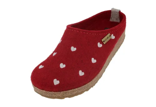 Haflinger Grizzly Cuoricino Filzclog aus reinem Wollfilz - Bequemer Hausschuh aus hochwertigem Wollfilz mit Herzmotiv. Ideal für gemütliche Stunden zu Hause - warm und strapazierfähig!