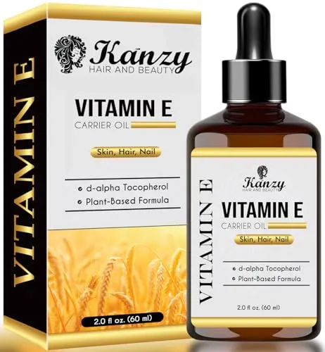 Kanzy Vitamin E Öl Bio Tropfen 60ml – 100% natürliches d-Alpha-tocopherol - Trägeröle mit Anti-Aging-Effekt, revitalisiert die Haut und schützt vor freien Radikalen. Ideal für Gesicht, Haare und Nägel.