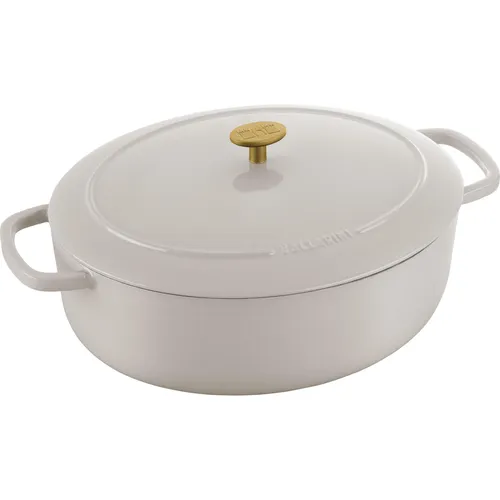 Ballarini Bellamonte Cocotte 37 cm - Ovaler Gusseisen Topf - Töpfe: Ovaler Gusseisentopf mit 7,5 l Fassungsvermögen, ideal für aromatische Gerichte. Perfekte Wärmeverteilung und Feuchtigkeitsregulierung dank spezieller Deckelstruktur.