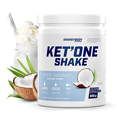 Energybody KET'ONE Shake „Kokos" 600 g - Keto Protein Shake für optimale Ernährung - Leckeres Keto-Protein-Pulver mit MCT und Molkenproteinisolat. Ideal für eine kohlenhydratarme Ernährung, unterstützt Deine Fitnessziele und liefert wertvolle Nährstoffe für den Alltag.
