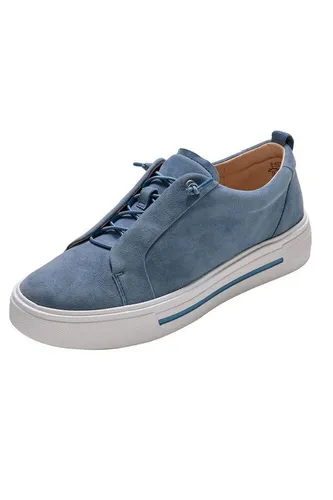 CAPRICE Damen Plateau Sneaker aus Leder - Blau (Lt.Blue Suede), 40.5 EU - Damen-Sneaker mit AIRMOTION Sohlentechnologie für optimale Luftzirkulation und entlastende Federung. Hochwertiges Leder sorgt für Komfort und Stil im Alltag.