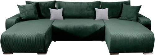 COLLECTION AB Wohnlandschaft Paola U-Form - Wohnlandschaft mit Schlaffunktion und Stauraum, ausgestattet mit Federkern für hohen Sitzkomfort und inklusive dekorativen Zierkissen.