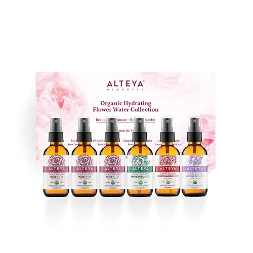Alteya Organics Hydrating Flower Water Spray Collection – 6 x 60 ml - USDA-zertifiziertes Blütenwasser, dampfdestilliert für sanfte Hautpflege. Ideal für alle Hauttypen, spendet Feuchtigkeit und sorgt für ein frisches Hautgefühl.