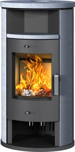 Accente Kaminofen Verona II - Grau, 7,5 kW mit Naturstein - Der Accente Kaminofen Verona II aus Stahl in elegantem Grau bietet mit 7,5 kW eine effiziente Wärmequelle. Sein elegantes Design mit Naturstein macht ihn zum stilvollen Highlight in jedem Raum.