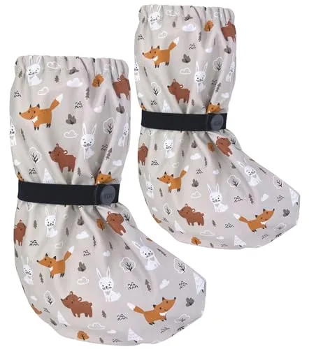 HECKBO Baby Regenfüßlinge mit Vlies 18–24 Monate – Waldtiere – wasserdicht gefüttert – Outdoor Matsch-Schuhe und vielseitige Überzieher Schuhe