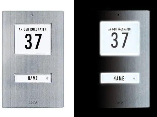 M-E KT-1.1-EG Klingeltaster - Edelstahl gebürstet - Klingeltaster für 1-Familienhaus mit LED Backlight, einfach zu montieren und lichtsensorgesteuert für optimale Sichtbarkeit.