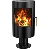 Holzofen Oscar 8,2 kW mit Untergestell - Sannover - Kaminofen Oscar mit 8,2 kW Leistung, kompaktem Design und 81% Wirkungsgrad. Ideal für effizientes Heizen und große Sicht auf das Feuer durch das Sichtfenster.