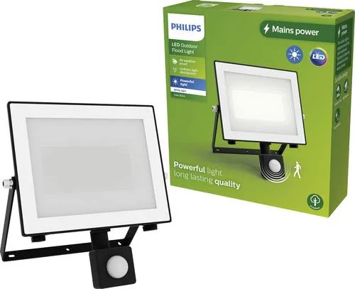 Philips LED Lois 929004642601 Außenstrahler mit Bewegungsmelder - Lampen, 50W Warmweiß, mit integriertem Bewegungssensor für automatisches Einschalten und erhöhte Sicherheit zu Hause.