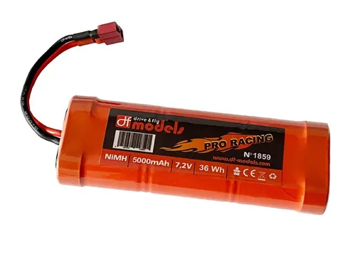 DF Akku Racing Pack NiMH 7,2 Volt 5000 mAh T-Plug - RC Modellbau Akku mit hoher Kapazität von 5000 mAh, ideal für lange Renneinsätze und optimalen Fahrspaß.