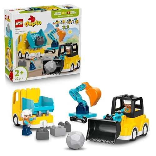 LEGO DUPLO 3-in-1 Baufahrzeuge - Kreatives Spielzeug für Kleinkinder - Entdecke die Welt der kreativen Fahrzeuge mit dem LEGO DUPLO 3-in-1 Set! Ideal für Kinder ab 2 Jahren, fördert es die Kreativität und Feinmotorik beim Bauen von Lastwagen, Bagger und mehr.