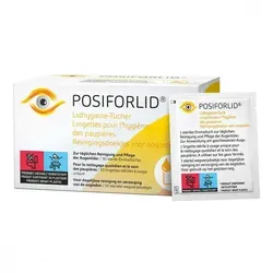 Posiforlid Lidhygiene-Tücher 50 ST - Arzneimittel zur täglichen Lidrandpflege mit Hyaluronsäure, ideal zur Vorbeugung von Lidrandentzündungen. Praktisch für unterwegs und mit sehr guter Haut- und Augenverträglichkeit.