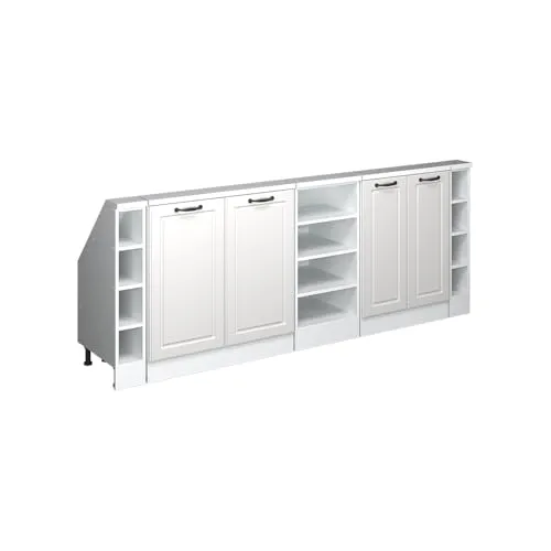 Vicco Kommode Rion, Weiß/Weiß Landhaus - Perfekt für Dachschrägen - Türkommode mit durchdachtem Design, ideal zur optimalen Nutzung von Wohnräumen mit schrägen Wänden. Bietet viel Stauraum und Platz für dekorative Elemente.