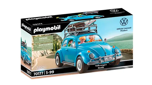 PLAYMOBIL Volkswagen 70177 Käfer mit Dachgepäckträger - 52-teiliges Spielset für Kinder ab 5 Jahren, fördert kreatives Spielen und Familienausflüge