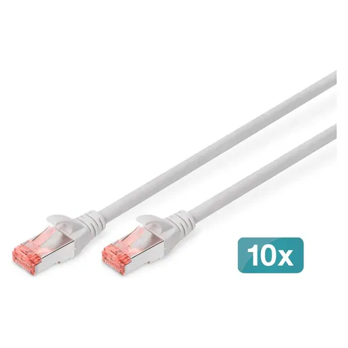 Digitus CAT 6 S-FTP Patchkabel Cu LSZH AWG 27/7 Lange 1 m 10 Stuck Farbe Grau (S/FTP, CAT6, 1 m) (DK-1644-010-10)