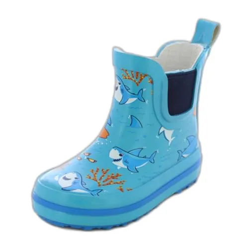 Beck Jungen Little Sharks Gummistiefel, Blau, 28 EU - Gummistiefel für Jungen mit coolem Hai-Design, ideal für nasse Tage und outdoor Abenteuer.