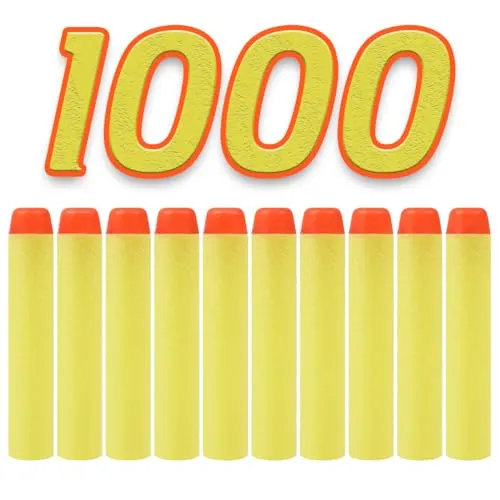 König Design Nerf Pfeile - 1000 Stück Nerf Darts für N-Strike Elite Blasters - Hochwertige Nachfüllmunitionspfeile für NERF Blaster. Ideal für stundenlangen Spielspaß und präzise Treffer. Perfekt geeignet für N-Strike Elite Serien von Hasbro und Fortnite.