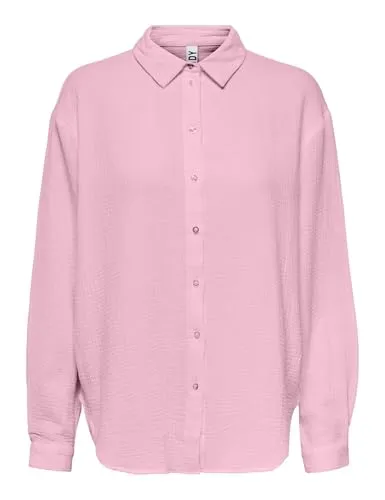 JDY Hemd in Rosa - M - Bluse aus reiner Baumwolle mit Kent-Kragen und Knopfleiste, ideal für einen eleganten Look im Alltag.