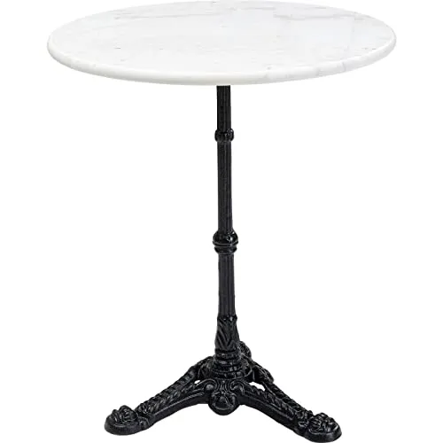 Kare Design Bistrotisch Kaffeehaus, Weiß, 60cm Durchmesser - Eleganter runder Bistrotisch mit weißer Marmorplatte und schwarzem Metallfuß – ideal für Innen- und Außenbereich. Pflegeleicht und vielseitig einsetzbar als Küchentisch oder für Balkon und Terrasse.