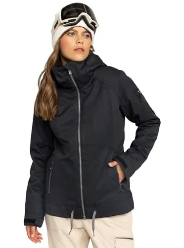 Roxy Meade Jacke Schwarz L für Damen - Stylische Schneejacke mit 10K Wasserdichtigkeit und ROXY HYDROSMART Technologie für optimalen Komfort und Schutz beim Wintersport.