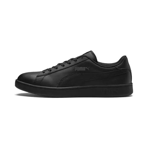 PUMA Unisex Puma Smash v2 L Low-Top, Puma Black-Puma Black, 48.5 EU - Herren-Sneaker mit Obermaterial aus weichem Leder und weiterentwickelter Laufsohle für optimalen Komfort und zeitloses Design.