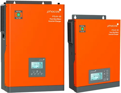 Victron Energy Inverter / Hybrid Battery Charger PSW-B-3KW-230/24V - Sonstige Elektroinstallationsartikel, 3000 W Leistung, ideal für Solarmodule, robustes Aluminium-Gehäuse in Blau, perfekt für nachhaltige Stromversorgung.