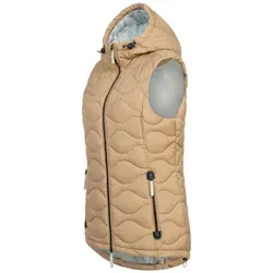 SUBLEVEL Steppweste Damen mit Kapuze Waistcoat Bodywarmer Waistcoat kurze Winter Weste beige L - 40