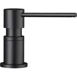 BLANCO LATO Spülmittelspender schwarz matt - Eleganter Seifenspender für BLANCO-Küchenarmaturen, bequem von oben befüllbar und ideal für einen aufgeräumten Arbeitsplatz.