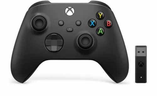 Microsoft Wireless Controller für Xbox Series X/S + Windows Adapter - Ergonomischer Controller in Schwarz, kompatibel mit Xbox Series X/S und Windows, bietet kabellose Konnektivität über Bluetooth für ein verbessertes Gaming-Erlebnis.