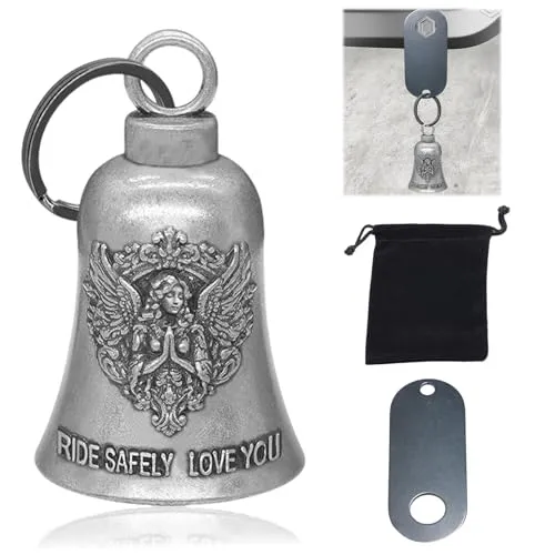 TENGWA Guardian Bell Biker Engel Bell Motorrad Glücksbringer Reitglocke Motorradglocke Motorrad Glocke Glücksbringer für Segne Den Frieden Zubehör & Geschenk für Biker