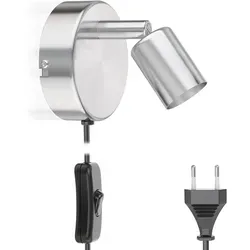 ledscom.de Leselampe/Wandleuchte LUNARA aus Edelstahl - Moderne Wandleuchte LUNARA mit GU10-Fassung für individuelle Lichtgestaltung. Praktischer Schalter und flexibles Design sorgen für angenehme Beleuchtung in jedem Raum.
