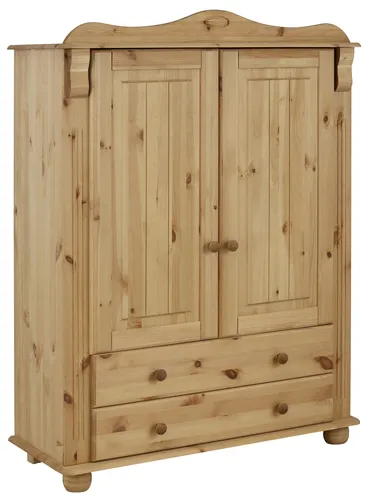 Wäscheschrank HOME AFFAIRE "Adele" - Kleiderschrank aus massivem Kiefernholz, 2-türig mit 2 Schubladen und 2 Einlegeböden, ideal für einen natürlichen und stilvollen Look in Ihrem Zuhause.