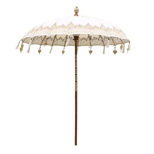 Oriental Galerie Bali Sonnenschirm - Handgefertigter Retro Vintage Dekoschirm - Stilvoller Sonnenschirm aus Bali, handgefertigt aus Baumwolle und Holz. Ideal als dekorativer Blickfang im Garten oder Innenbereich. Der Schirm hat einen Durchmesser von ca. 180 cm und lässt sich einfach zusammenstecken.