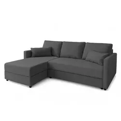 AX LIVING Dolceo Ecksofa Anthrazit 226 cm mit Schlaffunktion - Das Dolceo Ecksofa in Anthrazit bietet Komfort und Stil auf kleinem Raum. Mit integrierter Schlaffunktion und Bettkasten sorgt es für praktische Lösungen und eine gemütliche Atmosphäre in Ihrem Wohnzimmer.