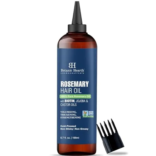Botanic Hearth 100% reines Rosmarinöl für Haarwachstum - Haaröl zur Förderung von Haarverdichtung und -wachstum, angereichert mit Biotin, Jojoba- und Rizinusöl für gesünderes, kräftigeres Haar.