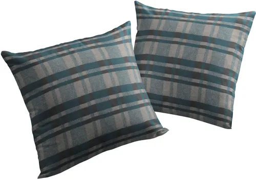 Wirth Dekokissen Laufenberg, 2er Set Kissenhüllen in Petrol - Kissen, 2 Stück, 40x60 cm, kariertes Design, aus 90% Polyester und 10% Baumwolle, OEKO-TEX® zertifiziert, pflegeleicht bei 30°C Maschinenwäsche.