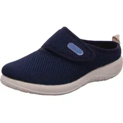 Fly Flot Damen Pantoffeln mit Klettverschluss - Blau, Größe 37 - Hausschuhe mit herausnehmbarem Fußbett und anpassbarem Klettverschluss für optimalen Tragekomfort. Ideal für Zuhause, mit rutschfester und gelenkschonender PU-Sohle.