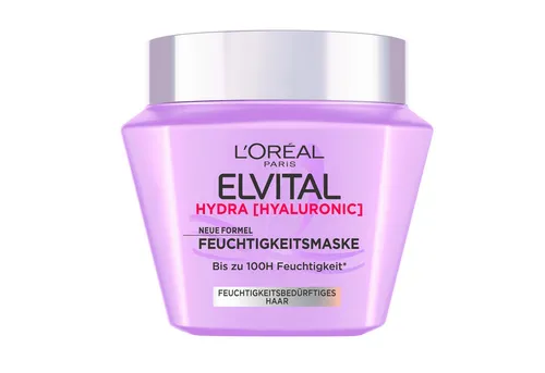 L'ORÉAL PARIS Haarmaske ELVITAL HYDRA MASKE - Intensive Haarmaske für feuchtigkeitsbedürftiges Haar, mit Hyaluronsäure für langanhaltende Feuchtigkeit. Ideal zur täglichen Anwendung, um das Haar weich und geschmeidig zu halten.