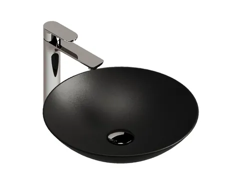 Aqua Bagno Aufsatzwaschbecken - Rund Schwarz Matt für Gästebad - Elegantes freistehendes Waschbecken aus hochwertiger Keramik, ideal für modernes Badezimmerdesign. Die runde Form und das mattschwarze Finish setzen stilvolle Akzente.