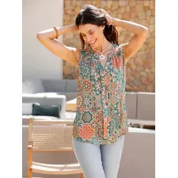 Witt Blusentop Ärmellos in Apricot-Salbei, Größe 36 - Modisches ärmelloses Blusentop aus 100% Viskose, pflegeleicht und bequem, ideal für den Sommer. Ein stylisches Must-Have für jeden Kleiderschrank!